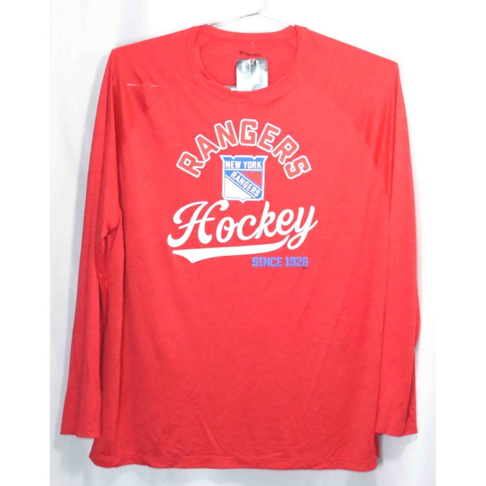 NEW Fanatics Shutout New York Rangers NHL Red Polyester Raglan Shirt Mens Sz 4XL